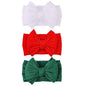 LemonSpace Handmade Baby Girls Headbands Soft Stretchy Nylon Hair Bands Hair Accessories with Bows for Newborn Baby Girls Infant Toddlers Kids (Red Green White-Merry Christmas)