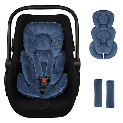 Infant Car Seat Insert Head and Body Support, GFU Reversible Newborn Insert for Carseat with Strap Pads, Soft Stroller Cushion Pillow Insert for Boys and Girls, Fits for Stroller, Swing, Blue