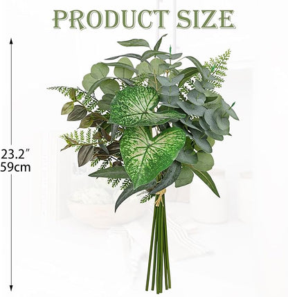 Artificial Greenery Stems Box Set, 5 Kinds Mixed Eucalyptus Leaves Silver Dollar Fern Monstera Leaf Faux Plants Bulk for DIY Bouquets Wedding Floral Arrangements Table Centerpieces Vase Decor