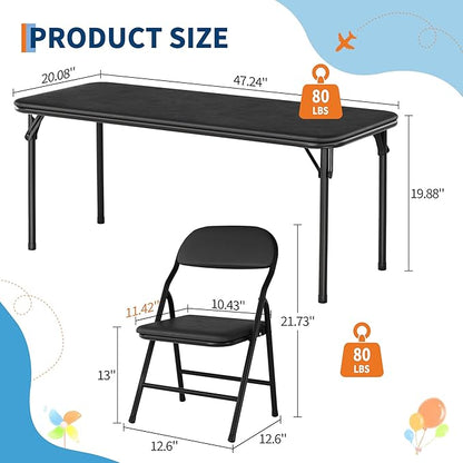 GarveeHome 5-Piece Kids Folding Table and Chairs Set, Toddlers Children's Activity Table and Chairs Set for Dining Room,Daycare,Classrooms