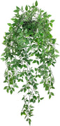 Fake Hanging Plant with Pot Small Artificial Potted Vine Plants 28.7-in Long Faux drooping Foliage Plants for Shelf Home Office Indoor Outdoor Garden Greenery Decor (Black Pot)