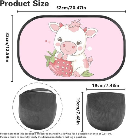 Bulopur Strawberry Cow 2 PCS Car Shades Back Windows Baby Easy to Install Car Window Shade Baby Car Seat Sun Protection Cute Design Universal Fit Mesh Car Window Shades