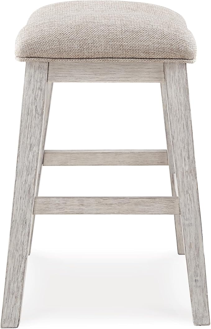 Signature Design by Ashley Skempton Modern 24" Counter Height Upholstered Barstool, 2 Count, Whitewash