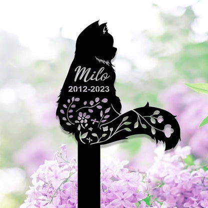 Custom Fluffy Cat Memorial Sign - Metal Grave Marker - Personalized Cat Name Remembrance Yard Stake