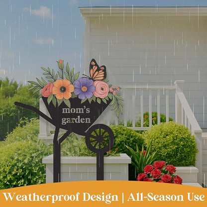 Personalized Garden Signs, Colorful Flowers Garden Decor for Outside, Decorative Yard Stakes, Metal Yard Art, Patio Decor, Custom Last Name Sign, Lawn Art, Gifts for Gardeners Color02