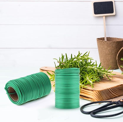130 Feet Soft Plant Tie Green Twist Garden Ties for Plants Gardening Home Office Organization TPR Garden Ties Supplies with 2.5mm Diameter