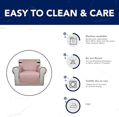 PureFit Reversible Sofa Couch Cover Water Resistant Couch Covers for 3 Cushion, Washable Furniture Cover with Non-Slip Foam and Adjustable Strap for Dogs, Pets (Sofa, Pink/Ivory)