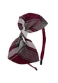 ClassExceed School Headband, Plaid bow headband, back to school, available in variety of school plaids (Plaid 54 Burgundy white light Gray, Regular)