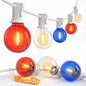 SUNSGNE 4th of July Decorations G40 LED Outdoor String Lights, 50FT Globe String Lights with 25 LED Red White and Blue Lights for Patriotic Memorial Day Decor, E12 Socket Base, White Wire