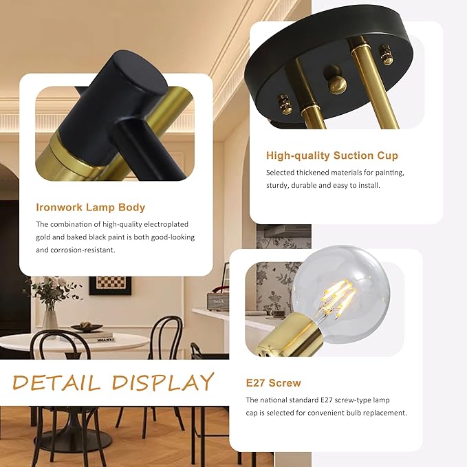 Modern Sputnik Chandelier 2-Light Adjustable Ceiling Light Fixture Black Semi Flush Mount Ceiling Lamp with E26 Base Industrial Ceiling Light for Dining Room Bedroom Foyer Hallway Living Room