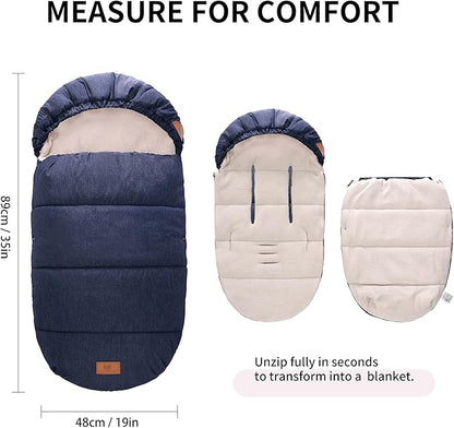 Miracle Baby Bunting Bag for Stroller, Warm Fleece Footmuff with Zippers, Convertible Infant Toddler Sleeping Bag Blanket for Boys Girls