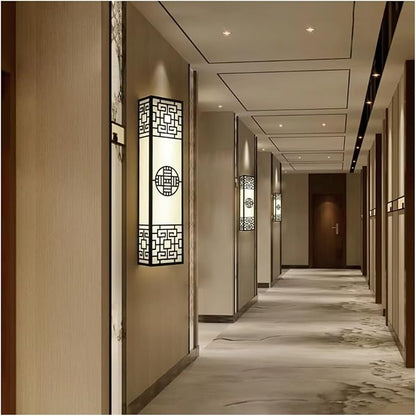 Chinese Style Bedroom Wall Lamp Strip Shaped Zen Background Wall Bedside Lamp Living Room,Ideal for Bedroom