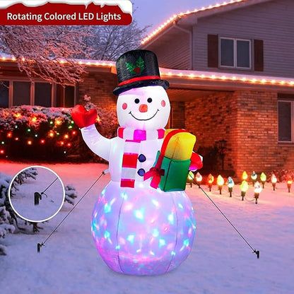 5 Ft Inflatable Snowman Christmas Outdoor Decoration Blow Up Snowman with Upgrade Rotating LED Lights for Holiday/Party/Xmas/Yard/Garden Decorations