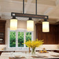 Farmhouse Dining Room Light Fixture, 3-Light Wood Kitchen Island Lighting for Dining Room Over Table, Black Adjustable Pendant Light with Milk Glass Shades, Linear Chandeliers Lighting for Kitchen