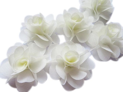 YYCRAFT Pack of 30 Chiffon Flower 1.5" Hair Flower Headband-Ivory