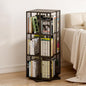Square Rotating Bookshelf Tower - 360 Spinning Display Corner Bookcase for Narrow Space, Modern 3-Tier Revolving Storage Shelf, Black