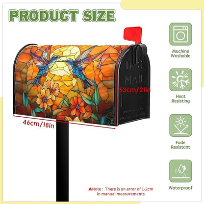 Artistic Birds Mailbox Covers Fall Autumn Mail Box Wraps Magnetic Standard Size 21x18 inch Vintage Floral Sun Mailbox Cover for Garden Outdoor Yard Decor