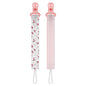 Dr. Brown's Pacifier Clips, Universal Fit Fabric Strap for Pacifiers, Flowers and Stripes, BPA-Free, 0-18 Months, 2-Pack