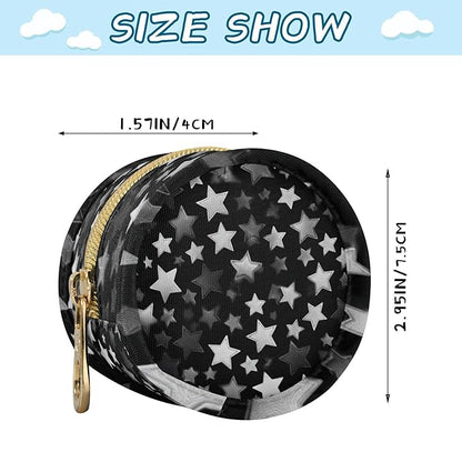 Pacifier Holder with Clip Pacifier Case for Diaper Bag Round Baby Pacifier Pouch Box Bag Portable Silver and Grey Stars