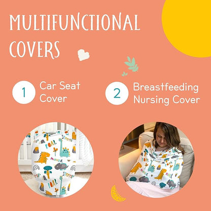 Honey Lemonade - Baby Car Seat Cover - Breastfeeding Baby Nursing Cover Carseat Canopy - Multifunctional Stretchy Soft Baby Car Seat Cover for Girl and Boy - Gender Neutral