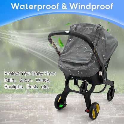 Carseat Covers Baby Boy, Waterproof Baby Car Seat Cover with 2 Layers Mesh & Sun Shade Window, Outdoor Infant Car Seat Canopy with Breathable Vents for Summer, Ideal Gift for Mom, Newborn Essentials