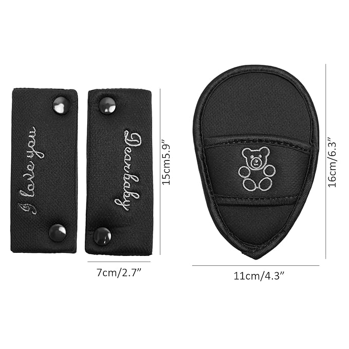 Shoulder Crotch Pad Set Compatible with Infant Seat Stroller High Chair, Harness & Strap Comfort Cushion (Small Size)
