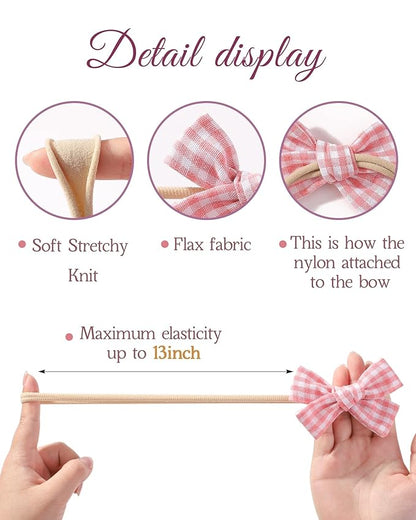 doboi 18PCS Baby Girl Headbands with Bows Baby Flower Hair Bows Nylon Hairbands Handmade Hair Accessories for Newborn Infant Toddlers Little Girls and Kids