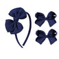 Bow Headband & 2 Pcs 4 Inch Hair Bows Set, Black School Hair Accessories for Little Toddler School Girls (Navy)