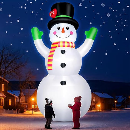 10 FT Christmas Inflatables Snowman Outdoor Yard Decorations, Giant Blow Up Snowman, Built-in Bright LED Lights, Huge Xmas Blowups Snow Man Outside Holiday Decor for Garden Patio Porch Lawn Home Party