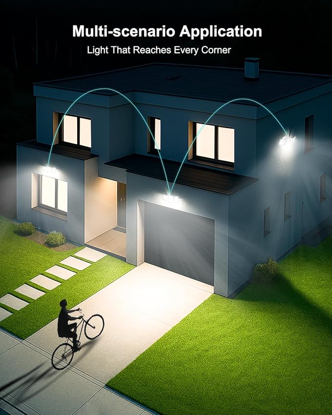 Motion Sensor Outdoor Light, 188 LED 4200LM Flood Lights Outdoor, 6500K Daylight, 3 Modes with Remote Control, IP65 Waterproof, Adjustable Heads, Hardwired 120V for Garage, Yard, Porch, 1 Pack White