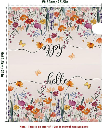 Hello Floral Mailbox Cover Summer Orange Flower Mailbox Covers Magnetic 25.5x21 inch Fall Watercolor Flowers Post Letter Box Cover Home Decor Outdoor Yard Decoration for Garden