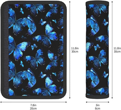 2PCS Car Seat Belt Cover Cushion Butterfly Seatbelt Shoulder Blue Butterflies Soft Car Seat Belt Strap Cushion Protect Your Neck and Shoulder Car Accessories Seat Belt Pad for Car Truck Vans