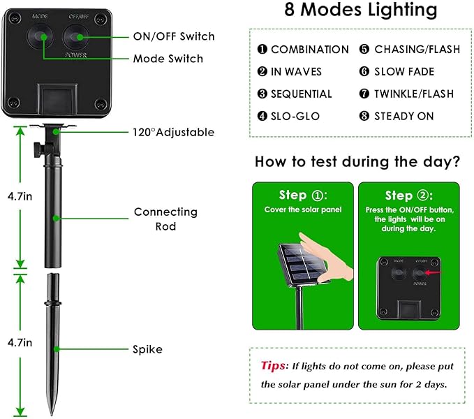 2 Pack 200 LED Solar Christmas Lights Outdoor Waterproof, Solar String Lights for Outside, Solar Outdoor String Light with 8 Lighting Modes for Xmas Tree Wedding Party Yard Decorations (Red and Green)