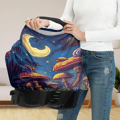 ZFRXIGN Mushroom Car Seat Covers for Babies Boy Girl Stretchy Nursing Cover for Breastfeeding Carseat Covers Canopy Shopping Cart Cover for Travel Moon Night Snail