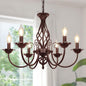 6-Light Farmhouse Candle Chandelier for Living Room, Rustic Industrial Pendant Ceiling Light fixture, Vintage Hanging Lamp for Bedroom Hallway Kitchen Dining Room Foyer, E12 Socket, Oil Rubbed Brown
