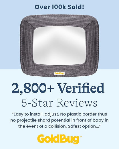 GoldBug Soft Sided Rear & Forward Facing Safety Mirror for Baby & Toddler - Shatter Resistant - Jumbo Baby Car Mirror