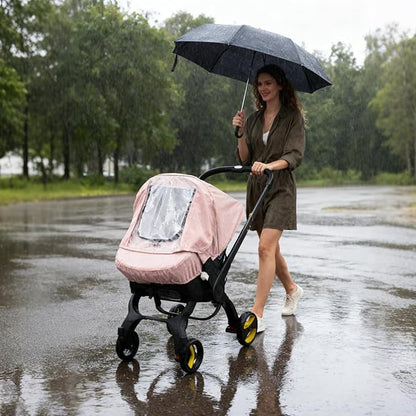 Baby Car Seat Cover, Waterproof Carseat Cover with EVA Transparent Window, Universal Car Seat Rain Cover with Storage Bag, Breathable Baby Carrier Cover for Cold Weather