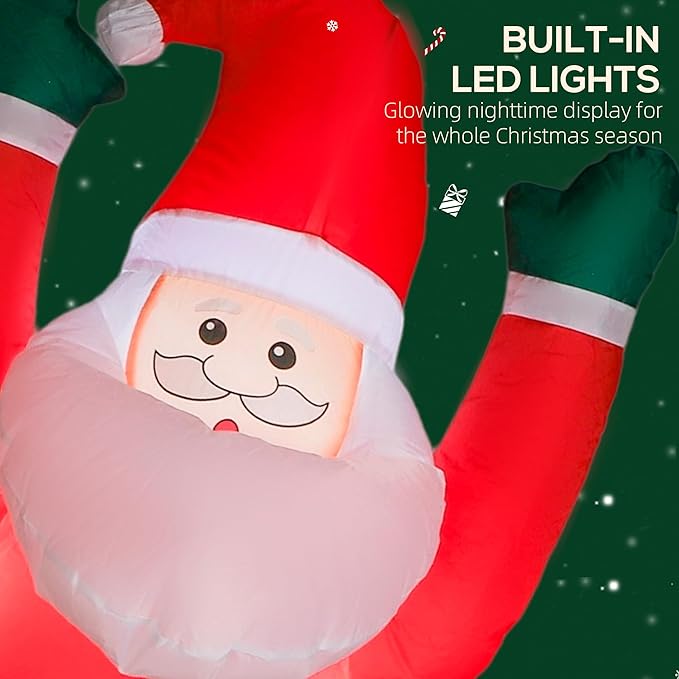 Outsunny 7FT Hanging Christmas Inflatable Santa with Dog, Christmas Blow Up Decoration with Built-in LED Lights for Garden, Indoor Outdoor Home Decor