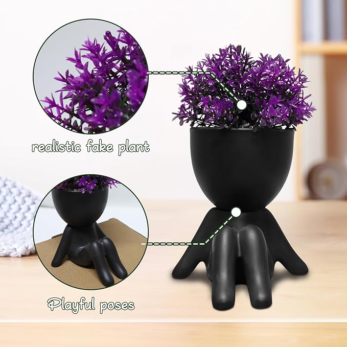 Zerzsy Fake Plants Mini Artificial Greenery Potted Plant for Home Decor Indoor Office Small Fake Plants Decor Cute Faux Succulent Desk Decoration for Office - Set of 1