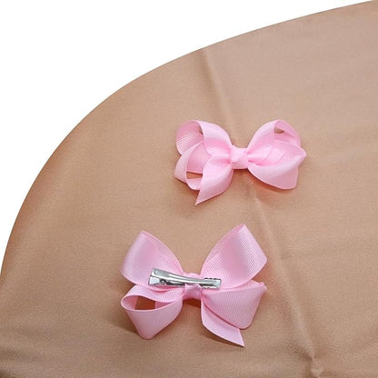 6 PCS Hair Accessories: 3" Grosgrain Ribbon Alligator Clips for Toddler Girls & Kids (Pink)
