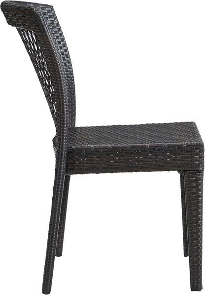 Merax Outdoor Dining Chairs Set of 2,Stackable Chairs with UV-Resistant PE Rattan and Steel Frame for Patio,Garden,Balcony,Supports 400lbs,Brown Multi