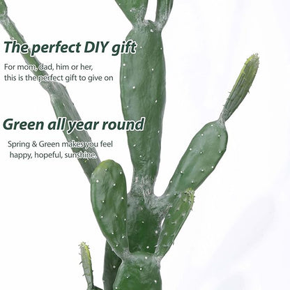 35Inch Artificial Cactus Faux Cacti Fake Cactus Saguaro Potted Plants for Indoor Outdoor Home Offices Store Decoration