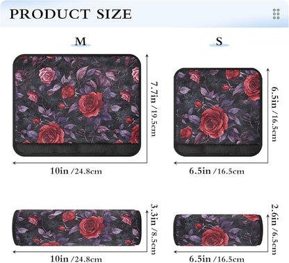 CHIFIGNO Red Roses Purple Leaves Seat Belt Cover Pad Pack of 2 Seat Belt Strap Cover Universal Car Seat Shoulder Strap Pads for Adults Women Kids