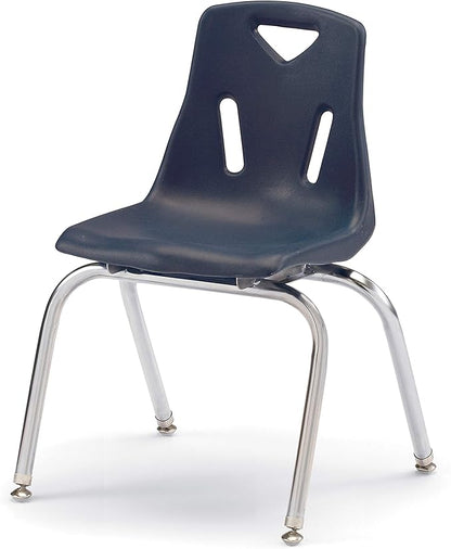 Berries Jonti-Craft 8146JC6112 Stacking Chairs with Chrome-Plated Legs, 16" Height, Navy, Pack of 6