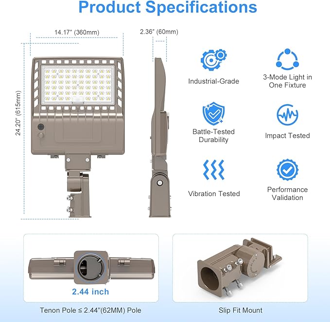 200W LED Parking Lot Light with Photocell 28000LM LED Shoebox Pole Mount Lights Fixture HID/HPS Replacement 5000K IP65 AC 100-277V UL Listed Outdoor Area Street Security Lighting for Stadium Roadways