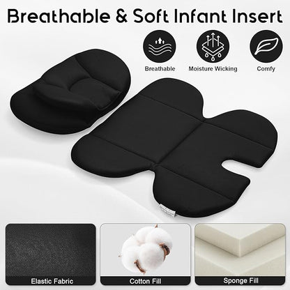 Infant Car Seat Insert with 2 Headrest for Preemie to Toddler, Thickened Baby Car Seat Head Support for Side Impact Protection, Breathabble Newborn Carseat Insert with Filled Spong
