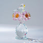 Crystal Bird & Forget-Me-Not Flower Figurine,3x4 inch Glass Flower Collectible Ornaments for Home Decor Table Centerpiece Glass Bouquet Flowers Keepsake Gifts for Women （Pink）