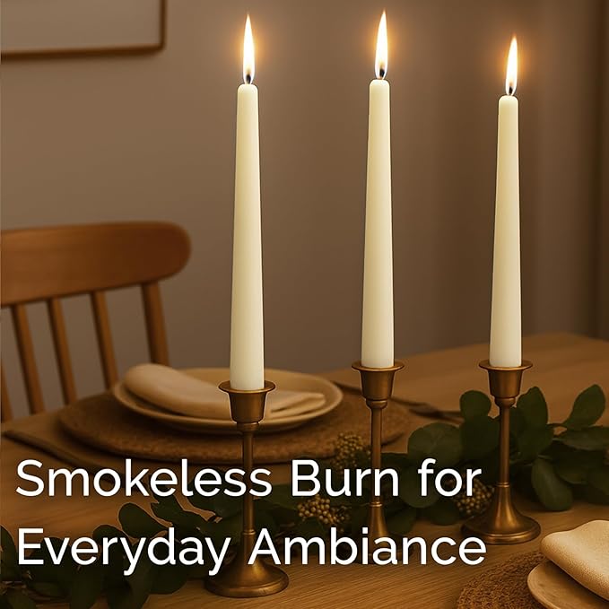 Stonebriar Tall 10" Ivory Unscented 10 Pack Taper Candles