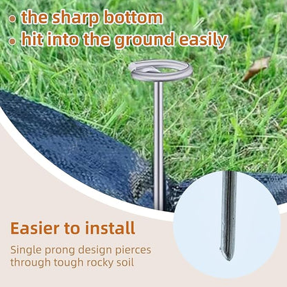 50 Pack Circle Top Landscape Fabric Stakes 8 Gauge Landscape Pins, More Holding Power Than U-Shape Garden Staples, 6 Inch Length Garden Stakes Not Easy to Bend, Yard Lawn Spikes for Plant Cover