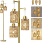 Oneach 70" Floor Lamps for Living Room, Stepless Dimmable Boho Floor Lamp with 3 Bulbs, Tall Farmhouse Industrial Corner Standing Tree Lamp for Bedroom, Office, Study Room, Dining Room, Gold